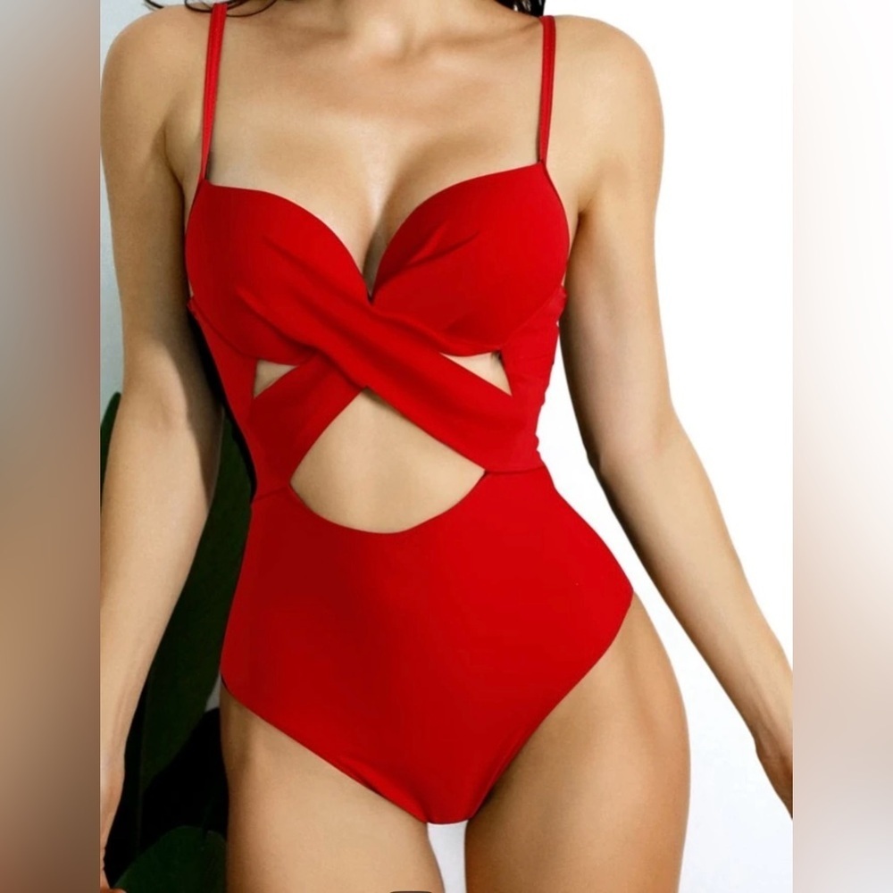 SHEIN Swim Summer Beach Cut-Out One Piece Swimsuit